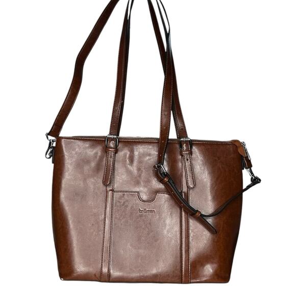 Bromen Laptop Tote Bag in Wax Brown - Picture 1 of 12